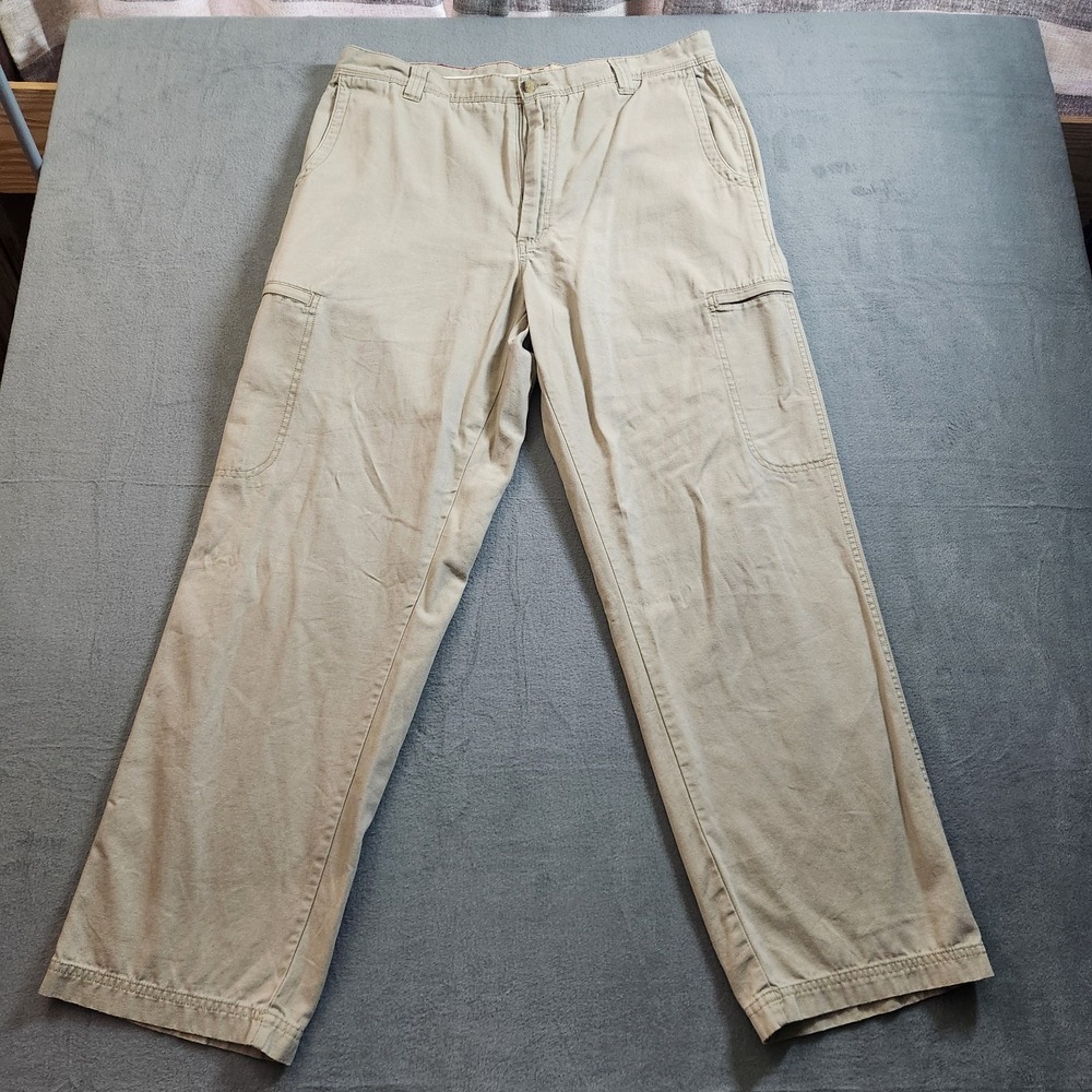 Woolrich Pants Mens 36x32 Khaki Chino Straight Leg Cotton Casual Flat Front